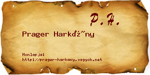 Prager Harkány névjegykártya